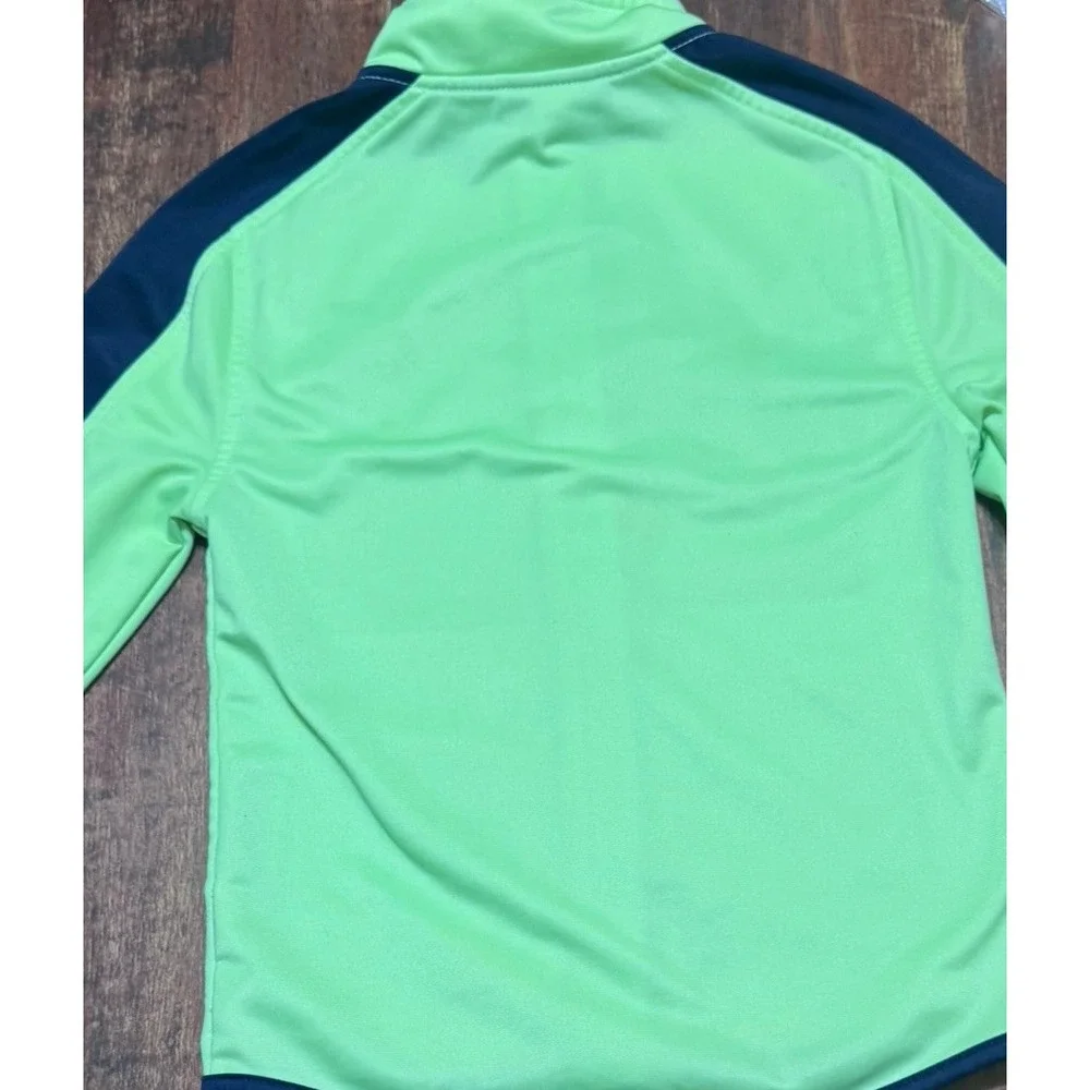 Under Armour‎ Track Jacket Boys Size 6. Neon Green Blue Sleeves Full zip